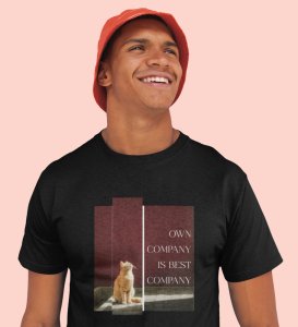 Vibe Alone, Street Couture: Black Men's Oversized Tee with Eye-Catching Front Graphic