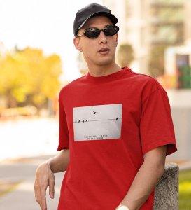 Fly High, Casual Elegance: Elevate Your Style with Red Trendy Front Print Tee