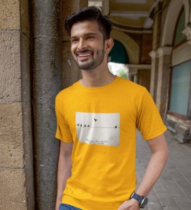 Fly High, Casual Elegance: Elevate Your Style with Yellow Trendy Front Print Tee