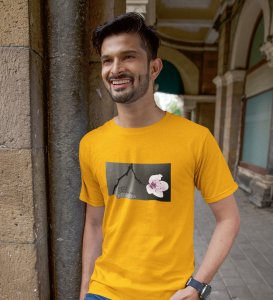 Flourish, Yellow Urban Legend: Men's Oversized Round Neck T-Shirt with Front Print