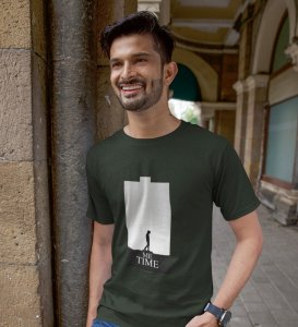 Me Myself And I, City Slicker: Green Men's Oversized Tee with Trendy Front Print Detail