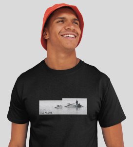 Self-Care, Fashion Fusion: Explore Black Front Printed Round Neck Tee - Men's Edition