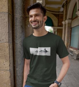 Self-Care, Fashion Fusion: Explore Green Front Printed Round Neck Tee - Men's Edition