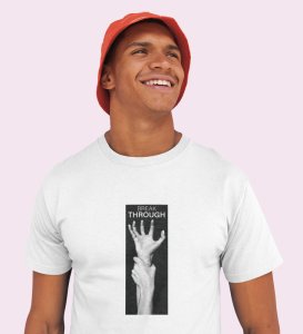 Innovation, White Street Swagger: Men's Oversized Tee featuring Front Print Detail