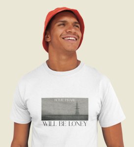 Forsaken, Artistry in Motion: White Trendy Front Printed Round Neck Tee for Men