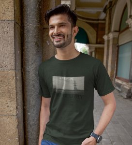 Forsaken, Artistry in Motion: Green Trendy Front Printed Round Neck Tee for Men