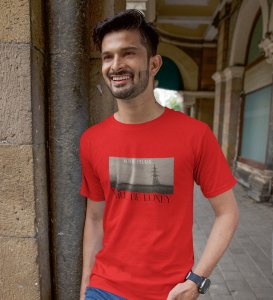 Forsaken, Artistry in Motion: Red Trendy Front Printed Round Neck Tee for Men