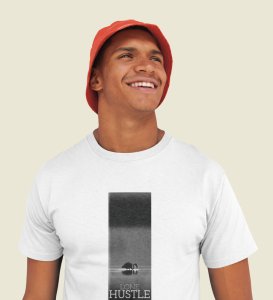 Lone Hustle, Fashion Fusion: White Modern Men's Oversized Tee with Front Graphic Pop