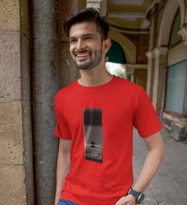 Lone Hustle, Fashion Fusion: Red Modern Men's Oversized Tee with Front Graphic Pop
