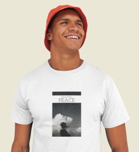 Peaceful Chaos, White Cityscape Chronicles: Front Printed Round Neck Tee - Men's Edition