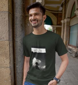 Peaceful Chaos, Green Cityscape Chronicles: Front Printed Round Neck Tee - Men's Edition
