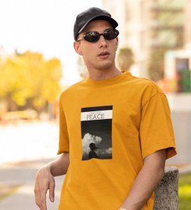 Peaceful Chaos, Yellow Cityscape Chronicles: Front Printed Round Neck Tee - Men's Edition
