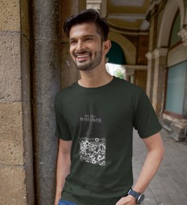 Wildflower, Casual Revolution: Unleash Style with Green Trendy Front Print Tee for Men