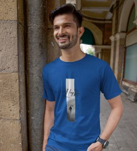 Home, Dress Boldly: Blue Signature Front Graphic Oversized Tee - Men's Urban Chic