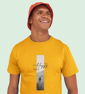 Home, Dress Boldly: Yellow Signature Front Graphic Oversized Tee - Men's Urban Chic