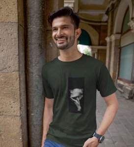 Silent Truth, Street Icon: Green Men's Oversized Tee with Captivating Front Print