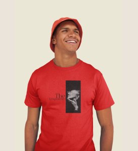 Silent Truth, Street Icon: Red Men's Oversized Tee with Captivating Front Print