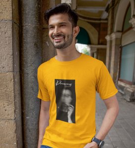 Hazardous Mind, Yellow Express Yourself: Trendy Front Printed Round Neck Tee - Men's Edition
