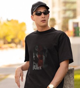 Devilish, City Pulse: Explore Black Trendy Front Print Tee - Men's Street Style
