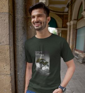 Out Of the Box, Signature Streetwear: Green Men's Oversized Tee with Front Graphic Appeal
