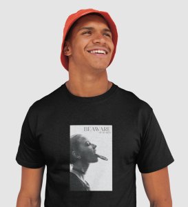 Real World, Black Elevated Elegance: Front Printed Tee - Men's Stylish Statement