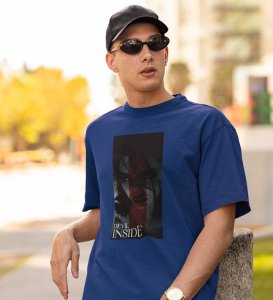 Devilish, City Pulse: Explore Blue Trendy Front Print Tee - Men's Street Style