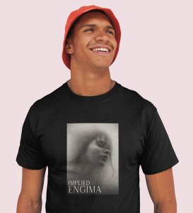 Untold Enigma, Black Metro Fusion: Men's Oversized Tee featuring Front Print Detail