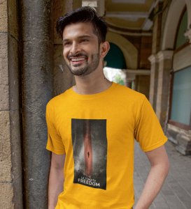 Epitome Freedom, Yellow Culture Catalyst: Front Graphic Oversized Tee for Men - Unleash Cool