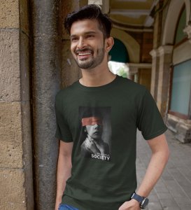 Pacifist Society, Urban Legend Series: Green Men's Oversized Round Neck T-Shirt with Front Print