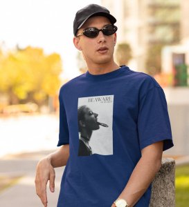 Real World, Blue Elevated Elegance: Front Printed Tee - Men's Stylish Statement