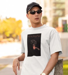 Conquered, Street Artistry: White Trendy Front Graphic Oversized Tee - Men's Edition