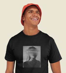 Astigmatism, Black Bold Impressions: Front Printed Men's Oversized Tee - City Style Defined