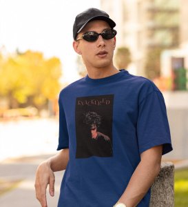 Conquered, Street Artistry: Blue Trendy Front Graphic Oversized Tee - Men's Edition