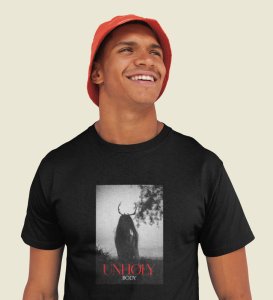 Devil's Body, Street Fusion: Black Trendy Front Print Round Neck T-Shirt - Men's Edition