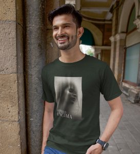Untold Enigma, Green Metro Fusion: Men's Oversized Tee featuring Front Print Detail