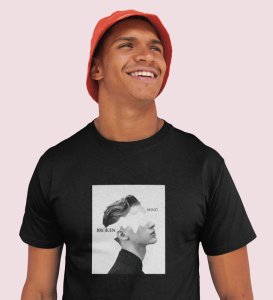 Agony Of Mind,Black Street Vibe: Front Printed Round Neck Tee - Men's Urban Statement