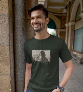 Mind Arena, Casual Couture: Green Front Printed Round Neck Tee - Men's Contemporary Style