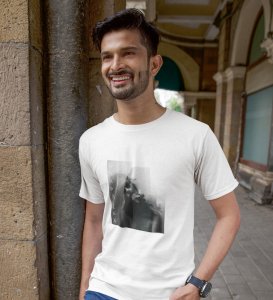 Mesmerized, Modern Maverick: White Signature Front Graphic Oversized Tee for Men