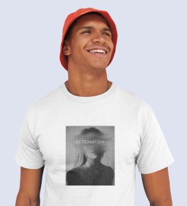 Astigmatism, White Bold Impressions: Front Printed Men's Oversized Tee - City Style Defined