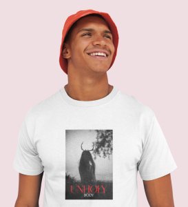 Devil's Body, Street Fusion: White Trendy Front Print Round Neck T-Shirt - Men's Edition