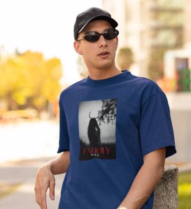 Devil's Body, Street Fusion: Blue Trendy Front Print Round Neck T-Shirt - Men's Edition