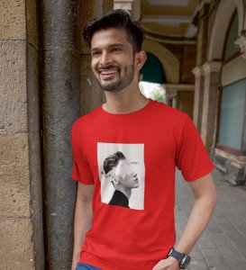 Agony Of Mind,Red Street Vibe: Front Printed Round Neck Tee - Men's Urban Statement