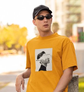 Agony Of Mind,Yellow Street Vibe: Front Printed Round Neck Tee - Men's Urban Statement