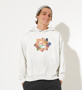 Unity Of The Nation White Best Republic Day Printed Hoodies For Men