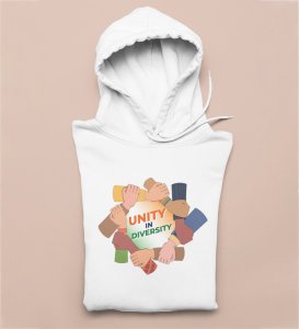 Unity Of The Nation White Best Republic Day Printed Hoodies For Men