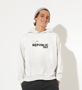 Classic 74th Year(White) Round Neck Printed Hoodies For Men