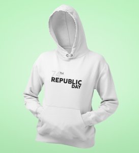 Classic 74th Year(White) Round Neck Printed Hoodies For Men