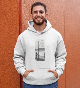 Real Talk Real Walk byWhite Urban Vibes: Front Printed Oversized Round Neck Hoodie - Men's Street Style