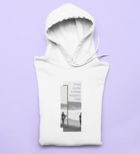 Real Talk Real Walk byWhite Urban Vibes: Front Printed Oversized Round Neck Hoodie - Men's Street Style