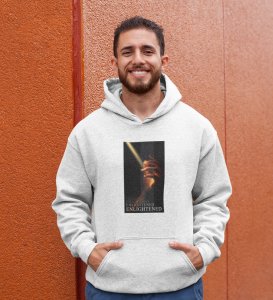 Illumination, A Casual Cool: Elevate Your Look withWhite Trendy Front Print Round Neck Hoodie